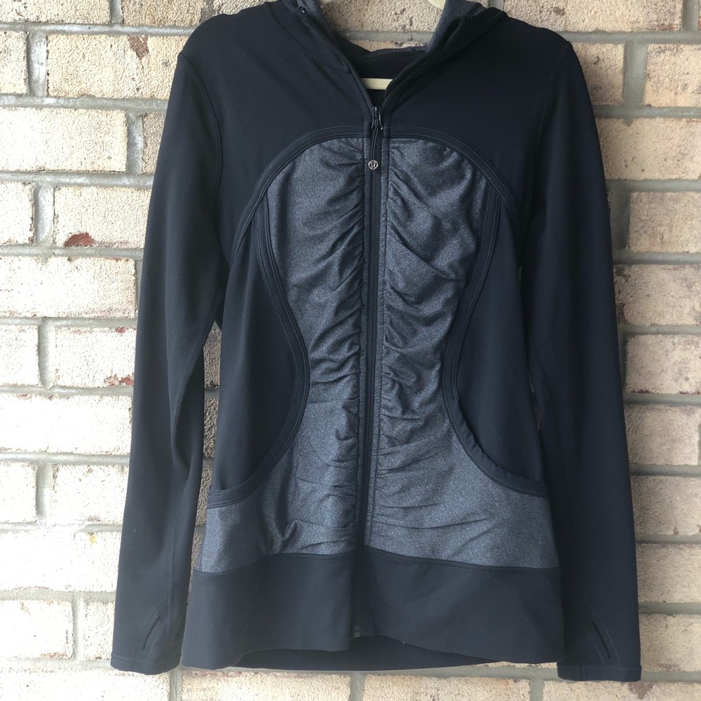 lululemon athletica hooded jacket, black size 10